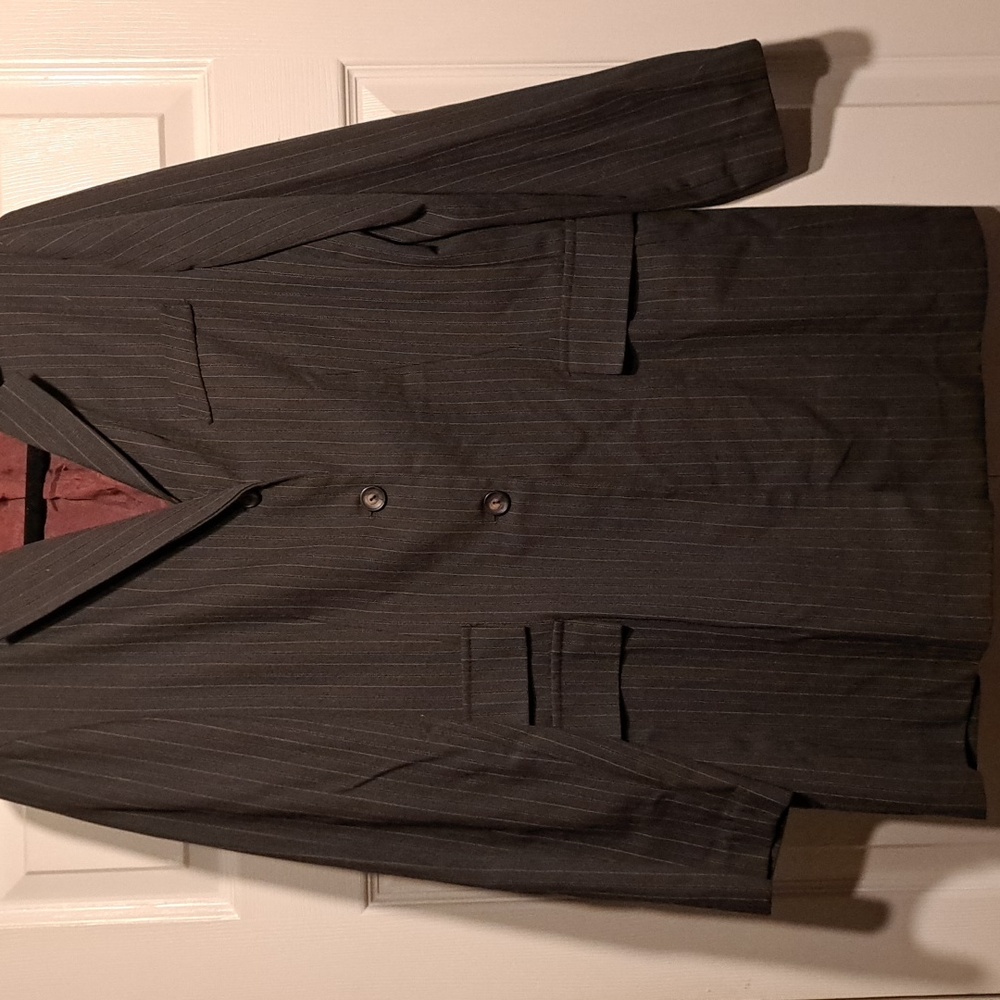 Vintage old schoolSmart set pinstripe men style woman's gray jacket Tall size 13